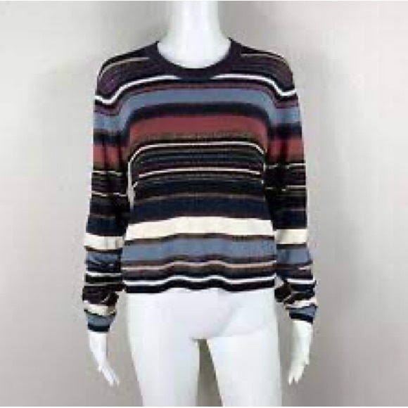VERONICA BEARD Palmas Striped Metallic Sweater In Multicolored, SM - Picture 2 of 7
